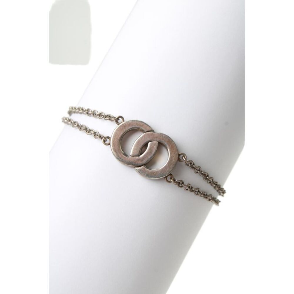Movado Womens Sterling Silver Interlocking Circle Bracelet 7" 10.5g